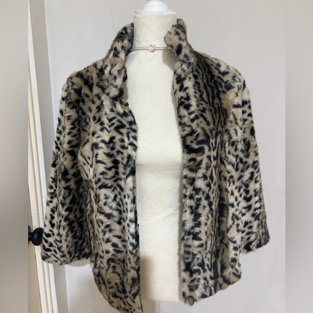 Chico's Animal Print Faux Fur Collar